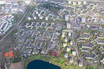 Aerial view of Settlement area in the district Vogelstang in Mannheim in the state Baden-Wurttemberg, Germany