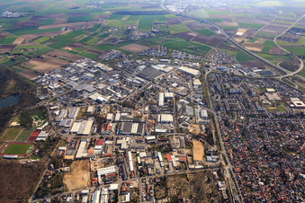 Industrial Area North with Picnic Fulfillment Center Viernheim and Robert Wolk Metallbau GmbH in Viernheim in the state Hesse, Germany