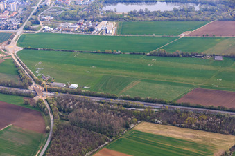 Aerial view of Airport Heppenheim EDEP in Heppenheim in the state Hesse, Germany
