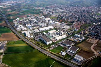 Industrial and commercial area on A5 in Heppenheim (Bergstrasse) in the state Hesse, Germany