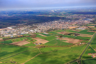 City overview from the southeast in Lorsch in the state Hesse, Germany
