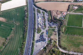 Motorway service area on the edge of the course of BAB highway A5 Bergstrasse in the district Auerbach in Bensheim in the state Hesse