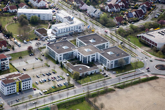 Oblique view of Industrial estate and company settlement Track&Trace Academy und Europa Hotel in the district Auerbach in Bensheim in the state Hesse