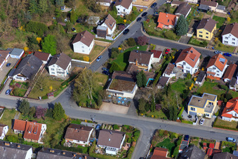 Aerial view of Schlesierstraße, Rheinstr in the district Sandwiese in Alsbach-Hähnlein in the state Hesse, Germany