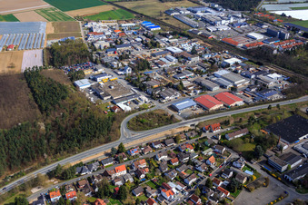 Aerial view of Sandwiesen industrial area with Laetus in the district Sandwiese in Alsbach-Hähnlein in the state Hesse, Germany