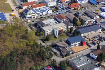 Sandwiesen industrial area with Laetus in the district Sandwiese in Alsbach-Hähnlein in the state Hesse, Germany out of the air