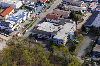 Sandwiesen industrial area with Laetus in the district Sandwiese in Alsbach-Hähnlein in the state Hesse, Germany viewn from the air