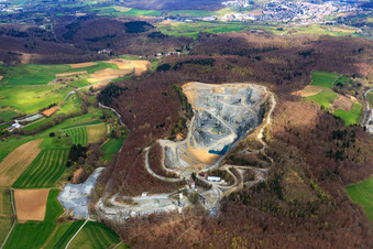 Aerial view of Quarry of Hartsteinwerke Thomas GmbH & Co. KG in the district Nieder-Beerbach in Mühltal in the state Hesse, Germany