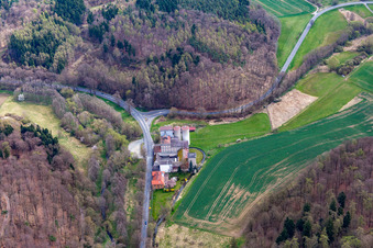 Aerial view of Castle Mill in the district Nieder-Modau in Ober-Ramstadt in the state Hesse, Germany