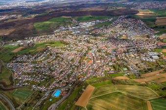 Town View of the streets and houses of the residential areas in Ober-Ramstadt in the state Hesse, Germany