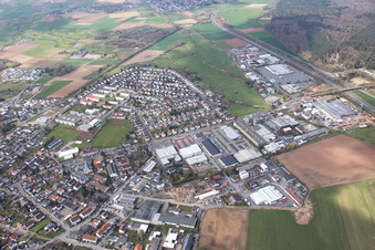 Town View of the streets and houses of the residential areas in Gross-Zimmern in the state Hesse, Germany