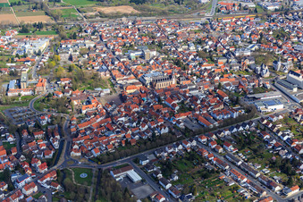 City center with parish church of St. Peter and Paul in Dieburg in the state Hesse, Germany