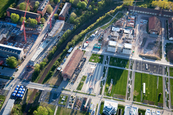 Aerial view of State Garden Show 2015 in Landau in der Pfalz in the state Rhineland-Palatinate, Germany