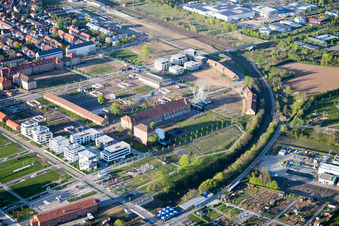 State Garden Show 2015 in Landau in der Pfalz in the state Rhineland-Palatinate, Germany seen from above