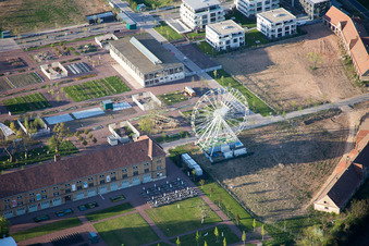 Drone recording of State Garden Show 2015 in Landau in der Pfalz in the state Rhineland-Palatinate, Germany