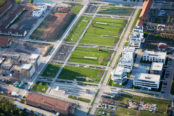 State Garden Show 2015 in Landau in der Pfalz in the state Rhineland-Palatinate, Germany from the drone perspective