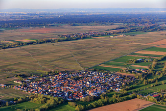 Village overview at Triefenbach from the west in Venningen in the state Rhineland-Palatinate, Germany