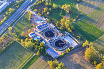 Sewage treatment plant on the A65 in Edenkoben in the state Rhineland-Palatinate, Germany