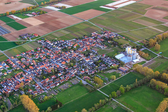 Village view at Modenbach from the north in Freimersheim in the state Rhineland-Palatinate, Germany