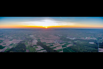 Sunset over the countryside of the Palatine Rhine valley in Steinweiler in the state Rhineland-Palatinate, Germany