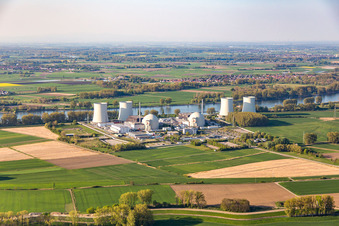 Building remains of the reactor units and facilities of the NPP nuclear power plant in Biblis in the state Hesse