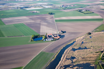 Aerial photograpy of Mückenhäuser Hof in the district Rheindürkheim in Worms in the state Rhineland-Palatinate, Germany