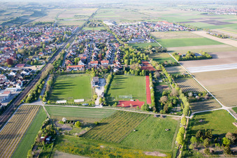 Town View of the streets and houses of the residential areas in Alsheim in the state Rhineland-Palatinate