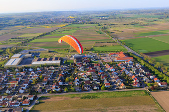 Nossener Straße commercial area with TST GmbH in Alsheim in the state Rhineland-Palatinate, Germany