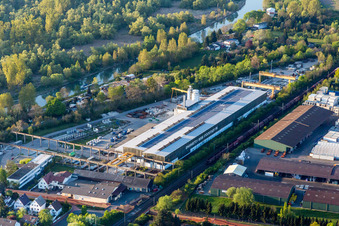 Building and production halls on the premises of Spannbetonwerke Finger Stockstadt GmbH & Co. KG in Stockstadt am Rhein in the state Hesse, Germany