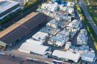 Building and production halls on the premises of DHT Daemmstoff Handel+Technik GmbH in Stockstadt am Rhein in the state Hesse, Germany