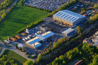 Goddelau industrial area with HFT GmbH and Hellmich Kranservice GmbH - crane work in Riedstadt in the state Hesse, Germany