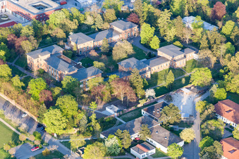 Aerial view of Hospital grounds of the Clinic for Child and Youth-psychiatry, Psychosomatik and Psychotherapie Riedstadt in the district Goddelau in Riedstadt in the state Hesse, Germany