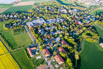 Oblique view of Hospital grounds of the Clinic for Child and Youth-psychiatry, Psychosomatik and Psychotherapie Riedstadt in the district Goddelau in Riedstadt in the state Hesse, Germany