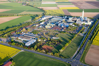 Aerial view of Town view in Biebesheim am Rhein in the state Hesse, Germany