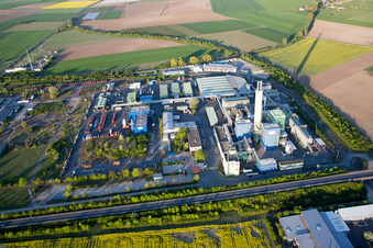 Aerial view of Industrial and commercial area NO HIM in Biebesheim am Rhein in the state Hesse, Germany