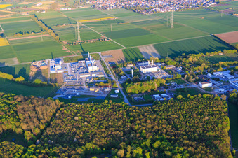 Aerial view of Open Grid Europe GmbH in the district Allmendfeld in Gernsheim in the state Hesse, Germany