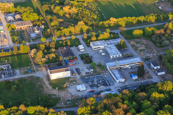 Oblique view of Open Grid Europe GmbH in the district Allmendfeld in Gernsheim in the state Hesse, Germany