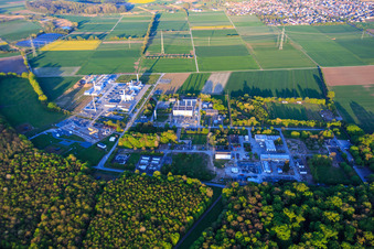 Open Grid Europe GmbH in the district Allmendfeld in Gernsheim in the state Hesse, Germany from above