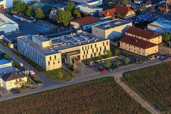 Aerial view of Hope Media Europe eV and 7da studies in the district Sandwiese in Alsbach-Hähnlein in the state Hesse, Germany