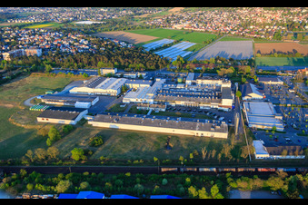 Aerial view of Intersnack Deutschland SE plant Alsbach from the west in the district Sandwiese in Alsbach-Hähnlein in the state Hesse, Germany