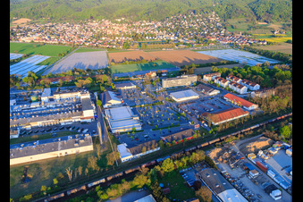 In d. Pfarrtanne commercial area with EDEKA DEICHMANN and ALDI in the district Sandwiese in Alsbach-Hähnlein in the state Hesse, Germany