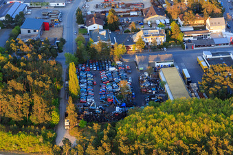 Aerial photograpy of Sandwiesen industrial area with Hedderich towing service & vehicle logistics in the district Sandwiese in Alsbach-Hähnlein in the state Hesse, Germany