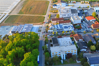 Sandwiesen industrial area with Laetus in the district Sandwiese in Alsbach-Hähnlein in the state Hesse, Germany viewn from the air