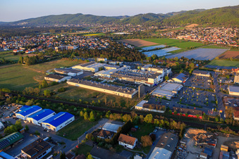 Aerial photograpy of Intersnack Deutschland SE plant Alsbach from the west in the district Sandwiese in Alsbach-Hähnlein in the state Hesse, Germany