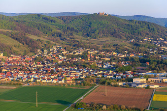 View of the town below the castle Alsbach in the district Alsbach in Alsbach-Hähnlein in the state Hesse, Germany