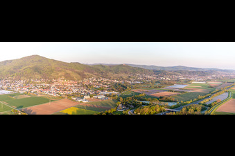 Panoramic perspective of forest and mountain scenery of Melimbokus on Rand of Odenwald in Zwingenberg in the state Hesse, Germany