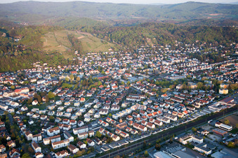 Drone recording of District Auerbach in Bensheim in the state Hesse, Germany
