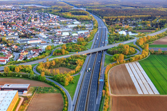 Exit Lorsch from the A67 motorway in Lorsch in the state Hesse, Germany
