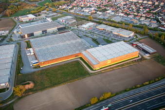 Building complex and grounds of the logistics center of Verteilzentrums von Alnatura in Lorsch in the state Hesse, Germany