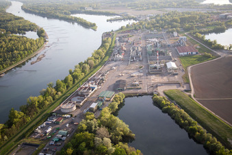 Industry on the Rhine in Lauterbourg in the state Bas-Rhin, France
